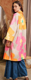 BOLD RETRO FLORAL OPEN FRONT WIDE SLEEVE OVER COAT