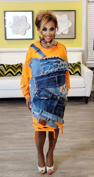 Custom Shirt / Dress With Denim Embellishment