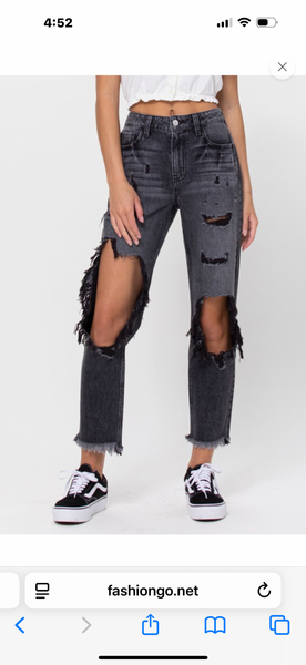 SLIM DESTROYED JEAN BLACK