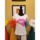 Fuchsia Lip Sequin Tee White